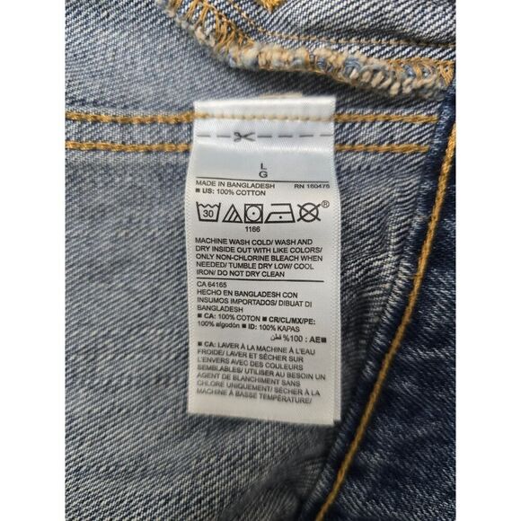 Old Navy Distressed Denim Jacket Women's Size L 100% Cotton Classic Jean Jacket - Picture 5 of 8